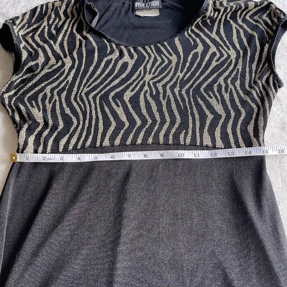 Vintage Byer Studio California Maxi Dress Womens Sz 8 Black Animal Print Stretch - Picture 8 of 9